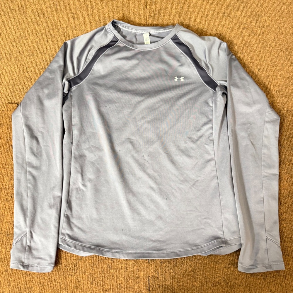 Under Armour Womens ColdGear Gray Long Sleeve Fitted Athletic Shirt Size Medium